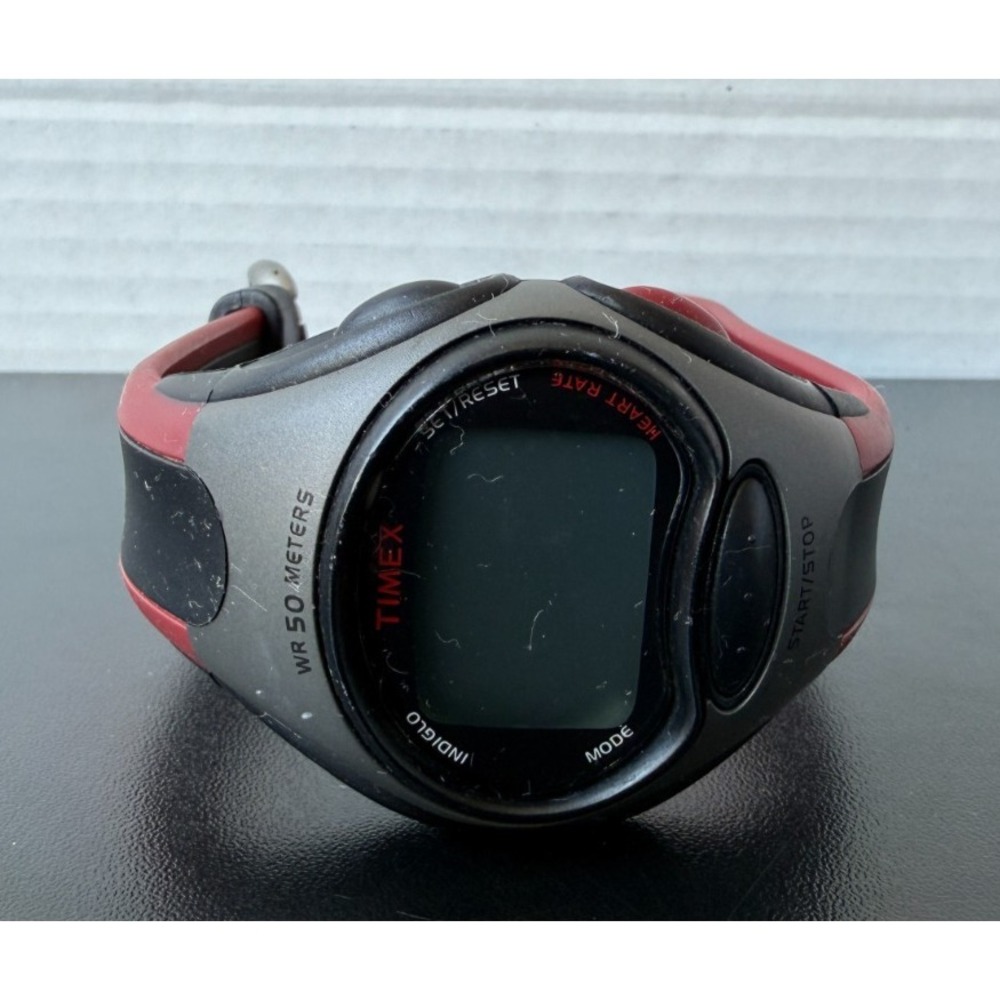 TIMEX 585 Digital Watch *NEEDS BATTERY* Heart Rate Monitor Indiglo Wr 50m